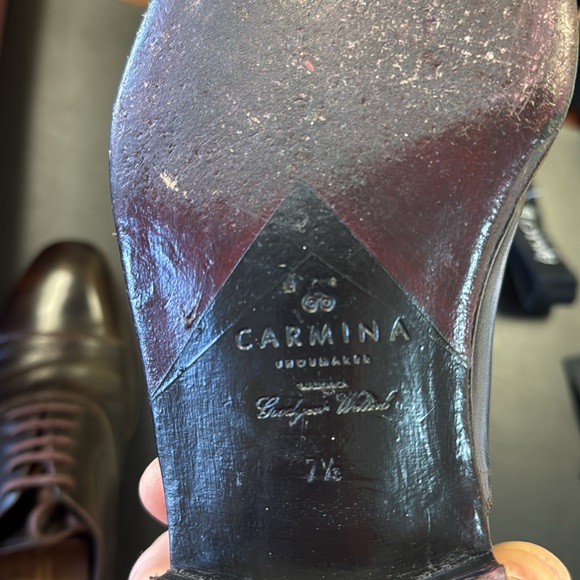 Carmina cap toe Oxfords 7 1/2 UK burgundy museum - Picture 4 of 5